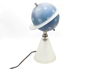 lot 234 image: 1939 Worlds Fair Art Deco Saturn Lamp - Blue and Clear Frosted