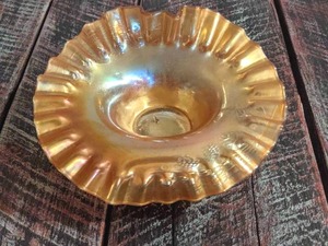 lot 403 image: Early Fenton Jack-in-the-Pulpit Blackberry Spray Marigold Carnival Glass Bowl