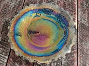 lot 406 image: Vintage Indiana Glass Co. Blue Diamond Point Carnival Glass Plate