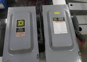 lot 26 image: TWO SquareD fused safety switches 110A-240Vac and 60A-600VacVdc