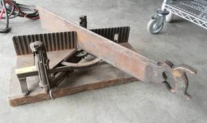 lot 67 image: vintage miter box that just needs a little cleanup, and a hand saw