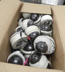 lot 132 image: Box full of security cameras, mount them and use for real or just for intimidation