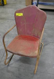 lot 135 image: vintage kids size steel rocking chair just needs a sanding and painting