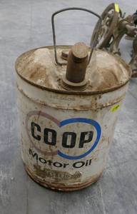 lot 170 image: vintage 5 gal Coop motor oil can
