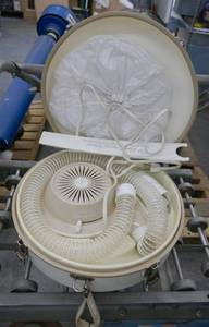 lot 172 image: vintage hair dryer, grape crate and thermostat