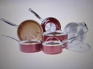 Red Copper 10-Pc. Nonstick Ceramic ...