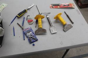 lot 429 image: Lot of (Approximately 15) Hand Tools  - Chisels, Punches, Hex Key Sets SAE and Metric