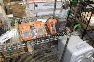 lot 446 image: Lot of (2) Ridgid Battery Chargers  24V Battery (x1)