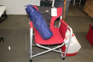 lot 547 image: Camping Equipment  with Camp Chair, Tent, Igloo Playmate Plus Cooler