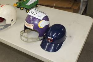lot 512 image: Lot of (2) Minnesota Collectible Helmets  - Twins, Vikings