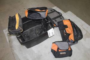 lot 498 image: Lot of (Approximately 5) Soft Side Tool Bags  - Plastic Tool Tray