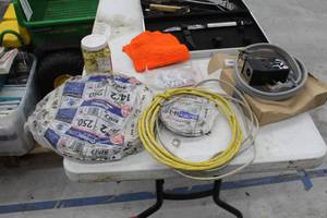 lot 574 image: Misc. Wire, Cable Staples, Power Cord with Outlet