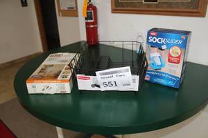lot 551 image: Lot of Household  - Sock Slider, Floor Mop Kit, Rubbermaid Dish Strainer