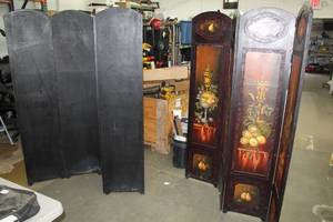 lot 608 image: Lot of (2) Fruit Display Theme Room Divider 4-panel