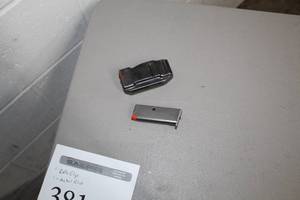 lot 381 image: Lot of (2) Gun Clips  - Rifle (x1), Pistol (x1)