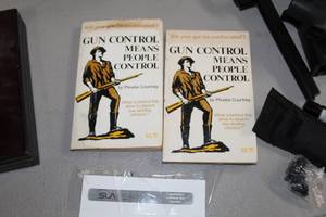 lot 362 image: Lot of (2) Vintage Gun Control Means People Control by Phoebe Courtney
