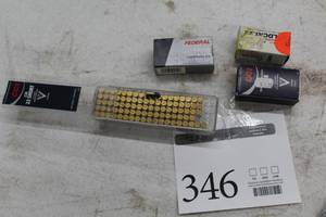 lot 346 image: Lot of Ammo  - CCI CB 22 Short 29 Grain 91 Count, Federal .22 Long Rifle 40 Grain 50 Count, CCI Standard Velocity 22 LR 50 Count, Winchester Wildcat 22 50 Count