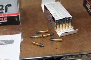 lot 334 image: Lot of ( 1 box ) Blazer Ammunition 22 Long Rifle Cartridges ( 500 per box )