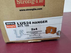 lot 79 image: sealed box of 100 Simpson Strong-Tie Lus24 Joist Hanger