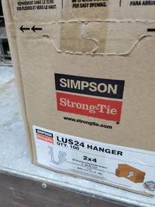 lot 80 image: sealed box of 100 Simpson Strong-Tie Lus24 Joist Hangers