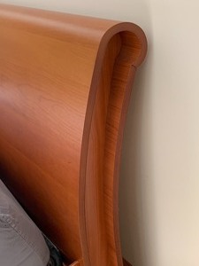 lot 41 image: Scandinavian King Size Bed Frame in Cherry- Beautiful Headboard