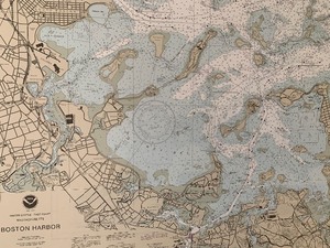 lot 22 image: Large Framed Map of Boston Harbor