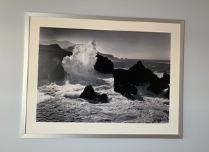 lot 19 image: Large Framed Black and White Waves Photograph