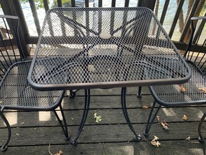 lot 15 image: Outdoor Metal Table and Two Chairs