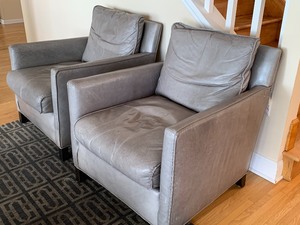 lot 3 image: Pair of Room and Board Bram Chair in Lagoon Smoke