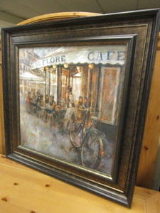 lot 610 image: NOEMI MARTIN CAFE DE FLORE, PARIS FRAMED PRINT, CEST LA VIE GLASS ARTWORK