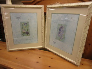 lot 614 image: LISIANTHUS, DELPHINIUM FRAMED PRINTS