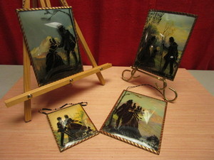lot 617 image: VINTAGE SILHOUETTE ART ON CONVEX GLASS