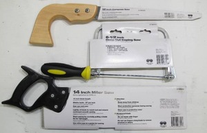 lot 327 image: Steel Grip Saw 3-Pack - 14 In Mitre Saw, 6-12 In Coping Saw, and 12 In Compass Saw - New