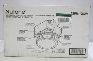 lot 333 image: NuTone Roomside Series Decorative White 110 CFM Ceiling Humidity Sensing Bathroom Exhaust Fan with LED Panel