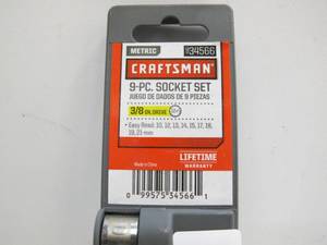 lot 346 image: Craftsman 9 Piece Metric Socket Set - 38 Drive - New