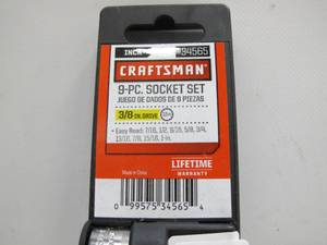 lot 349 image: Craftsman 9 Piece Standard SAE Socket Set - 38 Drive - New