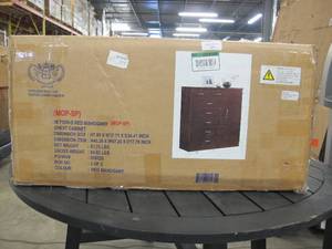 lot 323 image: Hodedah Imports 7-Drawer Mahogany Chest of Drawers with Door for BedroomCloset