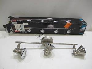 lot 375 image: EGLO Armento 1 Collection 30.71 in. W 4-Light Satin Nickel Dimmable Integrated LED Track Lighting Kit with Adjustable Heads