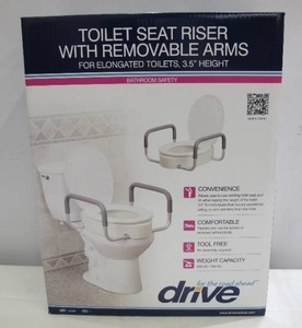 lot 423 image: Drive Medical Premium Seat Riser with Removable Arms, Elongated Seat - Model 12403
