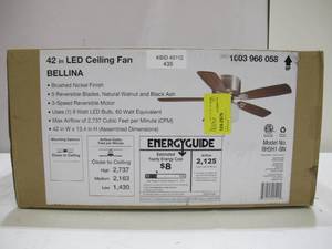 lot 435 image: Home Decorators Collection Bellina 42 in. Brushed Nickel Ceiling Fan with Light Kit