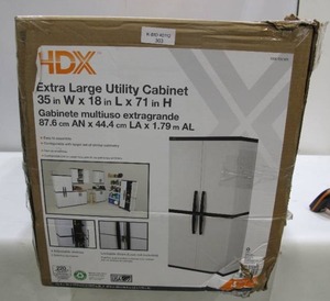 lot 303 image: HDX Plastic Freestanding Garage Cabinet in Gray (35 in. W x 71 in. H x 18 in. D)