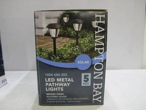 lot 312 image: Hampton Bay Solar Bronze LED Integrated 10 Lumens Metal and Glass Path Light (5-Pack)
