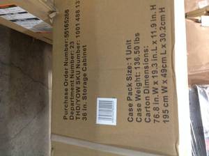 lot 1 image: Ready-to-Assemble 24-Gauge Steel Freestanding Garage Cabinet in Black (36 in. W x 72 in. H x 18 in. D) by Husky