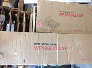 lot 10 image: 6-Drawers Gray Twin Size Platform Storage Solid Wood Bed by Harper & Bright Designs