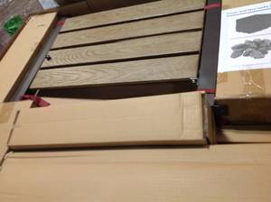 lot 12 image: Summerfield 44 in. x 24.5 in. Square Steel Propane Fire Pit with Wood-Look Tile Top by Hampton Bay