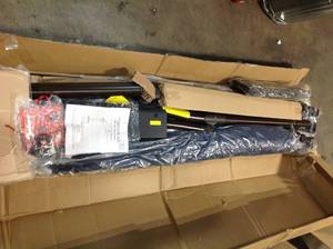 lot 27 image: 11 ft. LED Round Offset Outdoor Patio Umbrella in Chili Red by Hampton Bay