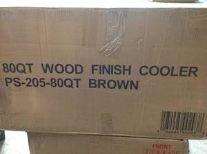 lot 35 image: 80 qt. Portable Rolling Patio Cooler, Gray by Permasteel Customer Returns See Pictures