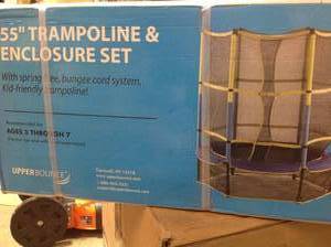 lot 37 image: Upper Bounce 55 Kid-Friendly Trampoline and Enclosure Set see pictures