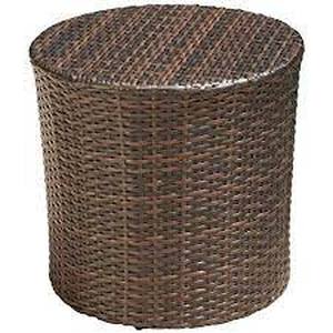 lot 19 image: Lot of 3 - Jalen Grey Round Barrel Wicker Outdoor Side Table by Noble House Not used