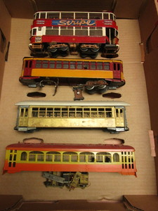 lot 615 image: STRIPE TOOTHPASE DOUBLE-DECKER TRAIN CAR, OTHER SCALE CARS